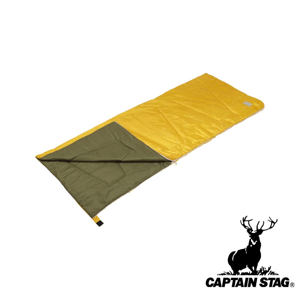 【2個セット】キャプテンスタッグ(CAPTAIN STAG) キャンプアウト 洗えるクッションシュラフ(オールドイエロー×オリーブ) | オリーブ オールドYL シュラフ 中綿800g 寝袋 封筒型 キャンプ