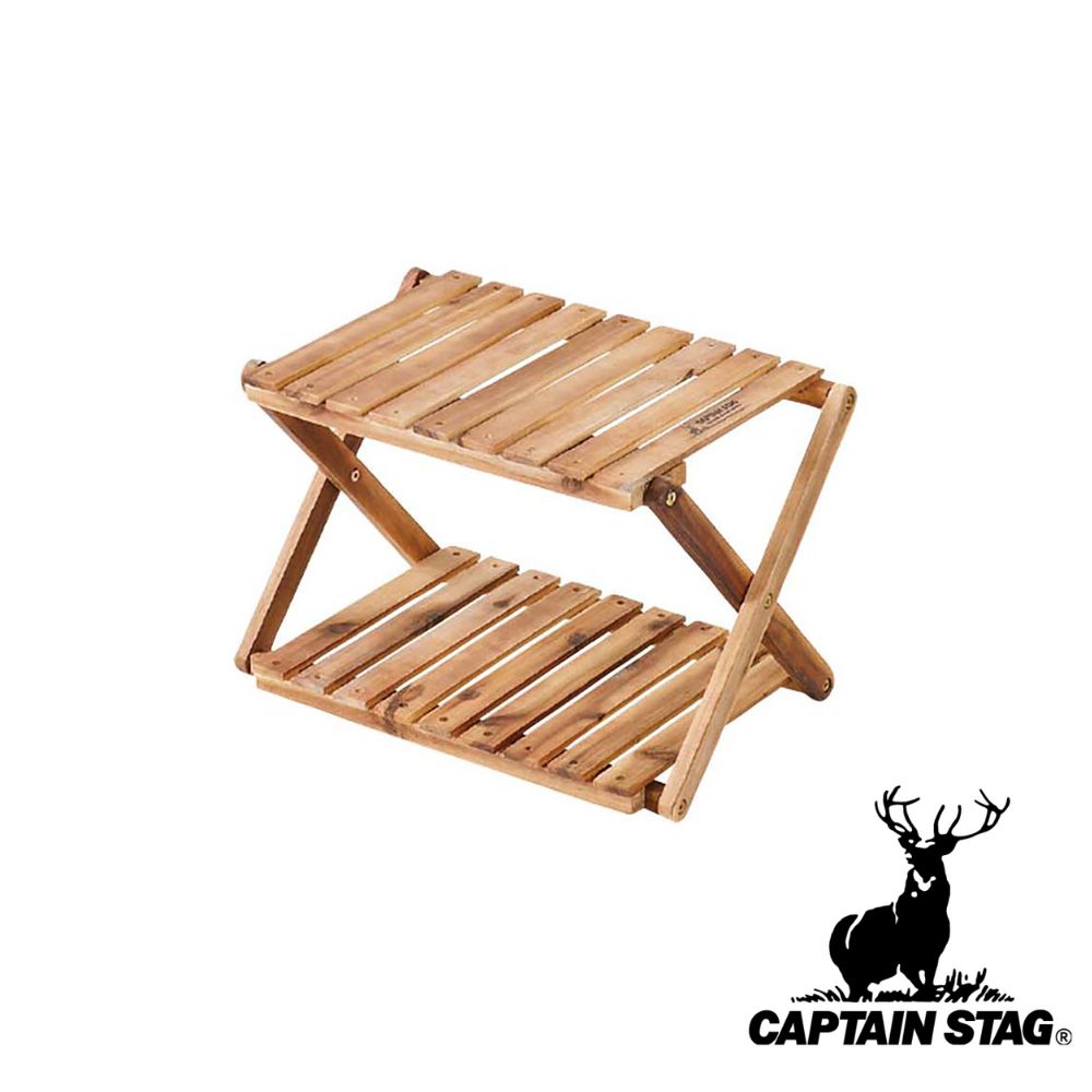 【2個セット】キャプテンスタッグ(CAPTAIN STAG) CSクラシックス 木製2段MOVEラック 460 | CSクラシックス アウトドア キャンプ用品 屋外 バーベキュー スポーツ バーべキュー クラシックス おしゃれ収納 ウッドラック