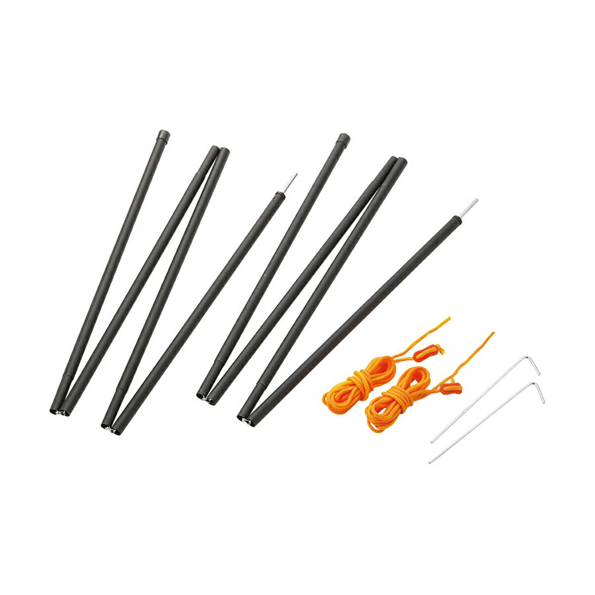 【2個セット】キャプテンスタッグ(CAPTAIN STAG) スチールポール180BK 2本セット(ロープ・ペグ付) | ロープ ペグ付 テント ブラック アウトドア タープ部品 外径16mm 長さ1800mm キャンプ タープ ポール 部品 キャンプ用品