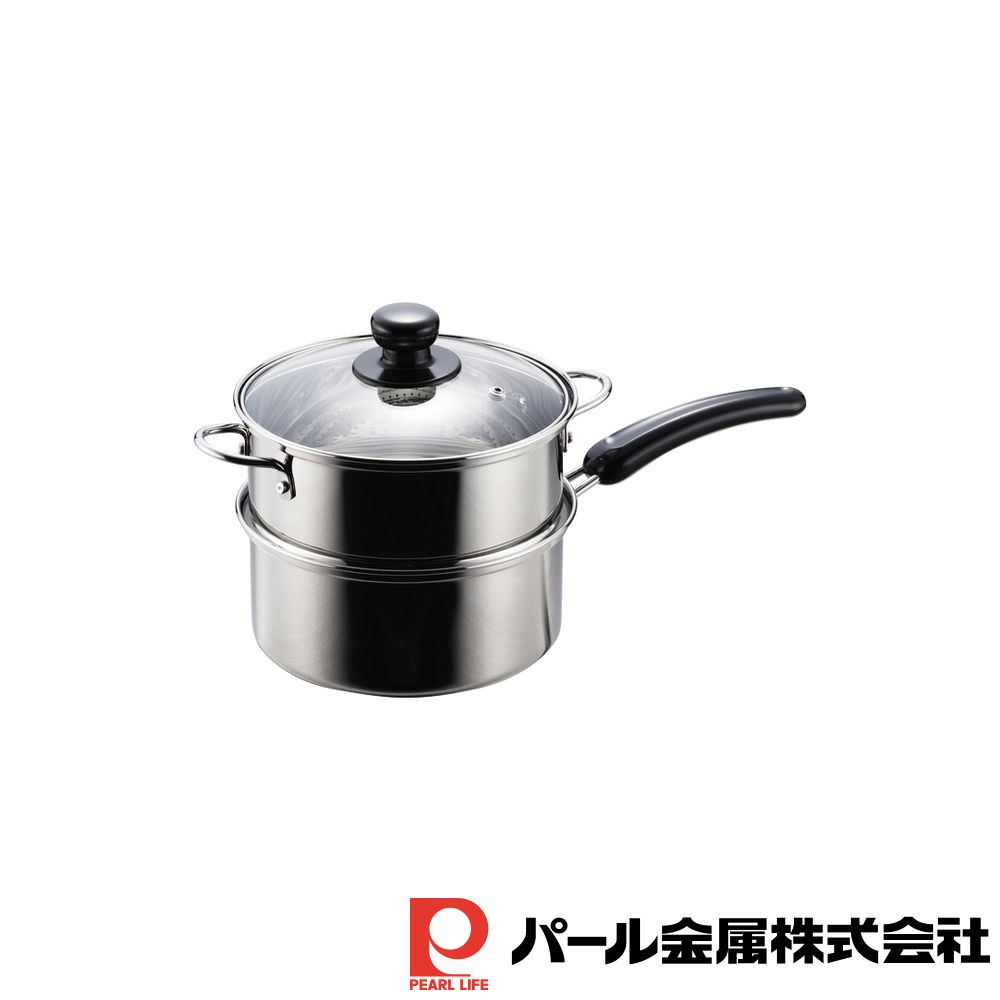 【2個セット】NEWだんらん ステンレス製ガラス蓋付片手2段蒸し器18cm | ステンレス製 だんらん NEWだんらん 蒸し器 片手2段蒸し器 なべ せいろ 蒸し鍋 キッチン用品 ガラス蓋付 煮る お返し 女友達 キッチン お店 両手