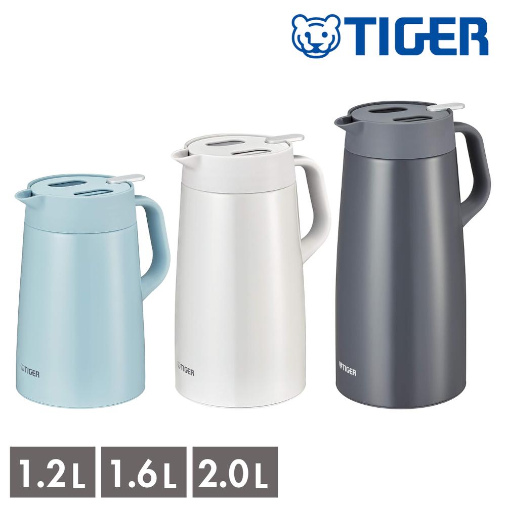タイガー魔法瓶 3size TIGER タイガー ステンレスポット プッシュレバータイプ 1200ml/1600ml/2000ml PWO-A120 PWO-A160 PWO-A200 | 保冷 保温 卓上ポット 大容量 おしゃれ ステンレス ホワイト 魔法瓶 ダークグレー 節句 ポット 真空断熱 まほうびん アクアブルー