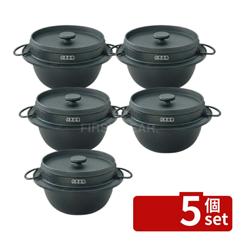 【5個セット】鉄ごはん鍋 2合炊 21-084 1.2L(8分目) 260×200×H115 炊飯器/スープジャー No.0171100