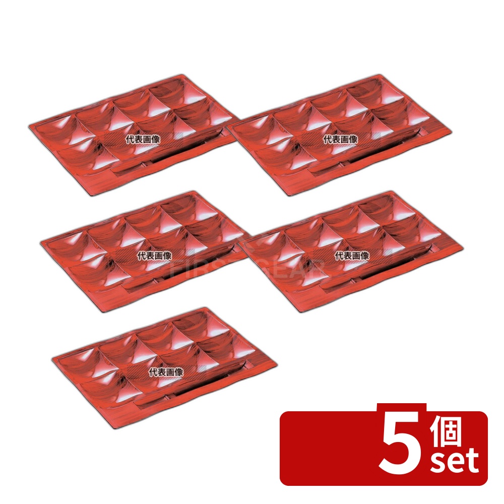 【5個セット】若泉漆器 和テイスト ビュッフェプレート 赤茶 (刷毛目) 358×241×H34mm 和/洋/中 食器 No.0261020 13,867円