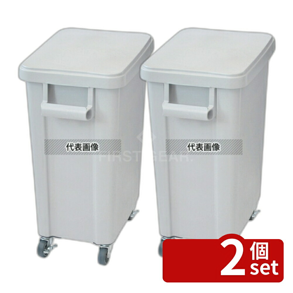 【2個セット】RISU(リス) 厨房用キャスターペール(排水栓付) 45L グレー(GY) 45L 505×305×H595mm No.0559200