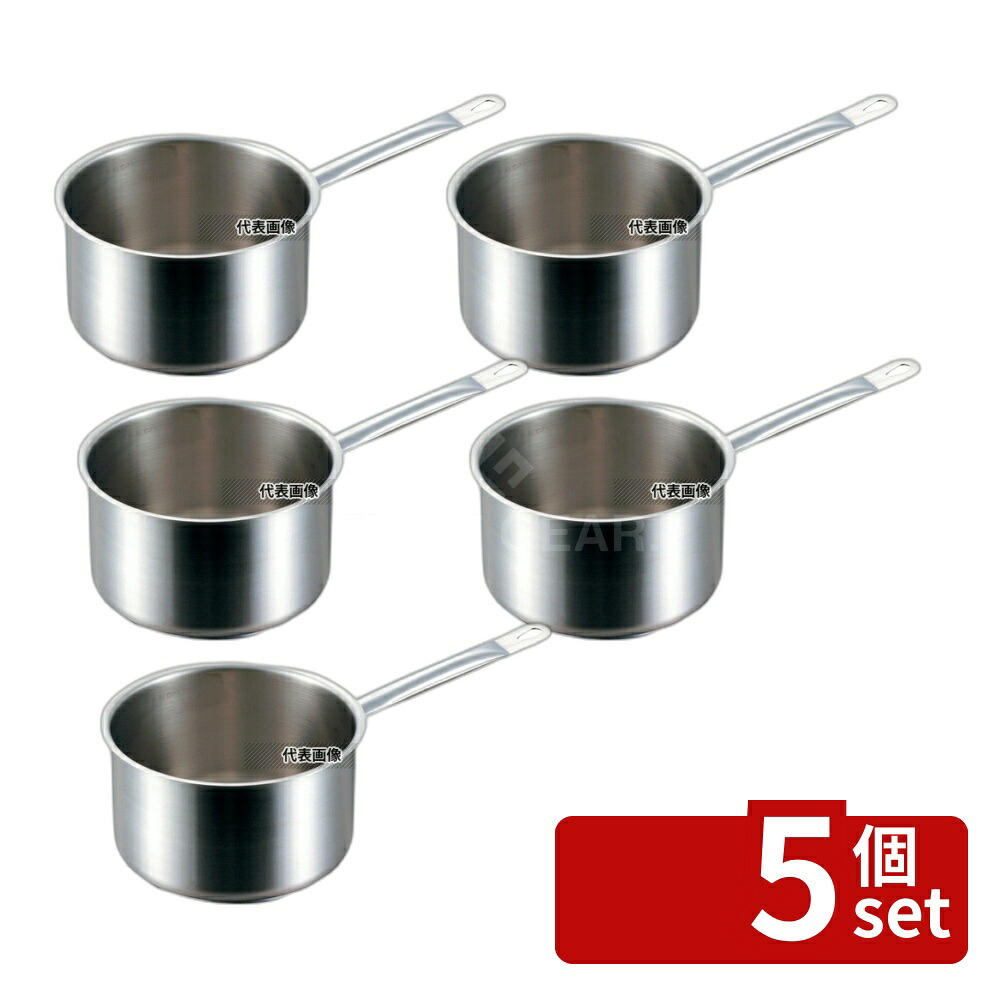 【5個セット】PADERNO(パデルノ) 深型片手鍋 (蓋無) 1006-28cm 電磁 9.8L φ298 IH/ガス兼用鍋 18-10(ステンレス) No.6264500