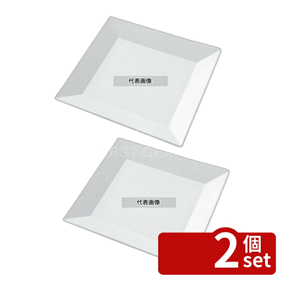 【2個セット】ニシキ プラ容器 角皿 中 (10枚入) 白磁 320×240×H20 厨房消耗品 No.8386500