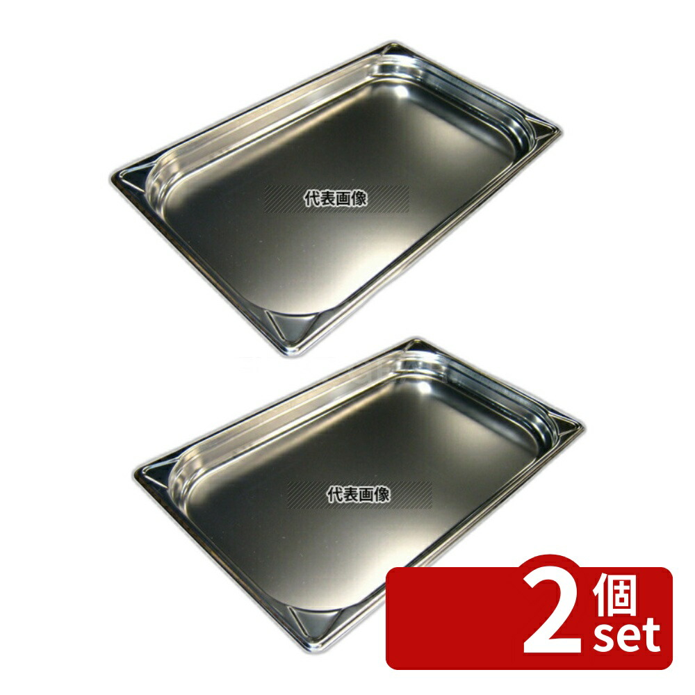 【2個セット】EBM(江部松) 18-8(ステンレス) ガストロノームパン補強重なり防止付 1/1 40mm 5.4L 530×325 ガストロノームパン No.8848701