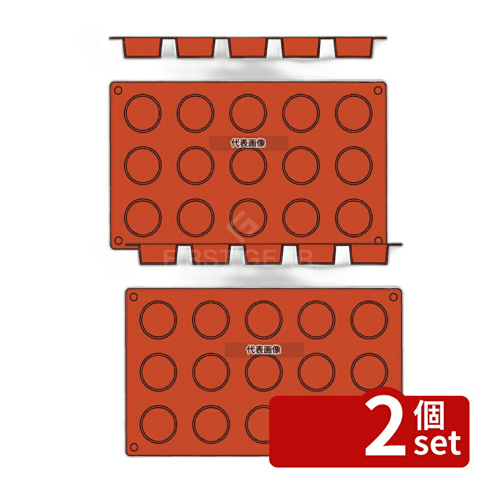 【2個セット】ガストロフレックス 丸平プチフール (1枚) 2579.16 (15ヶ取) 300×175 焼き型 No.7385100