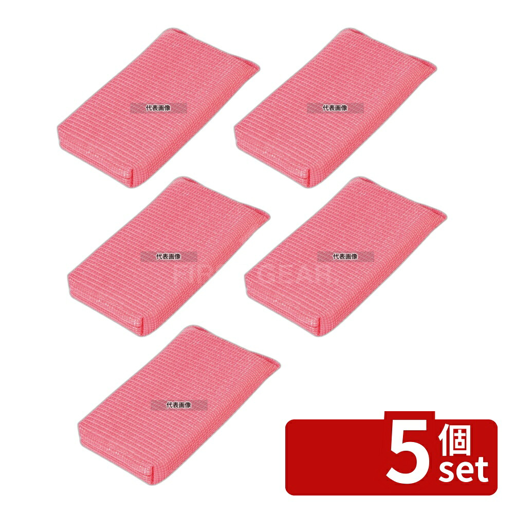 【5個セット】3M スコッチブライト 高耐久ネットスポンジ 薄手 No.9300 (10個パック) ピンク 80×160×H20 スポンジ No.7427825