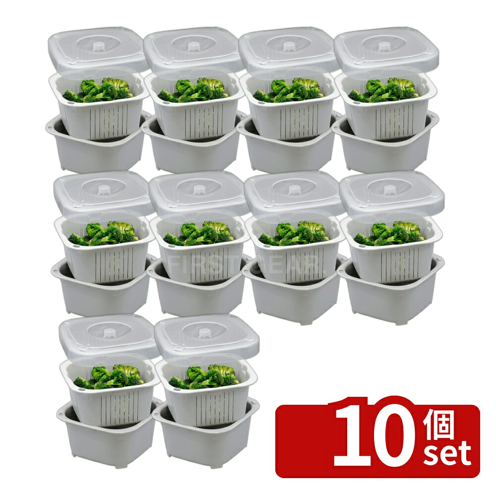 \レビュー特典有/【10個セット】抗菌レンジ調理ザルボウルセットL | 抗菌ザル バット 食器洗浄機 水切り 湯切り 四角 耐熱 プラスチック 調理器具 キッチン用品 あさり 塩抜き 蒸し器 便利 下ごしらえ 収納 コンパクト 計量メモリ 蒸す 野菜 水切り器 食品衛生 食品加工|セミプロDIY店ファースト