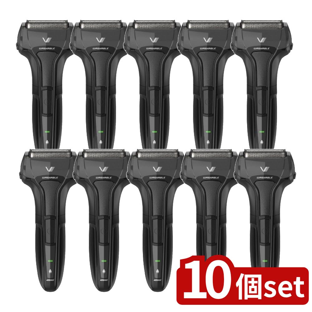 【10個セット】 イズミ 3枚刃 往復式シェーバー ブラック (1台) | シェーバー マクセルイズミ 3枚刃 防水 充電式 丸洗い IZF-VH532-K ブラック ソリッドシリーズ メンズシェーバー 電気シェーバー 髭剃り バッテリー式