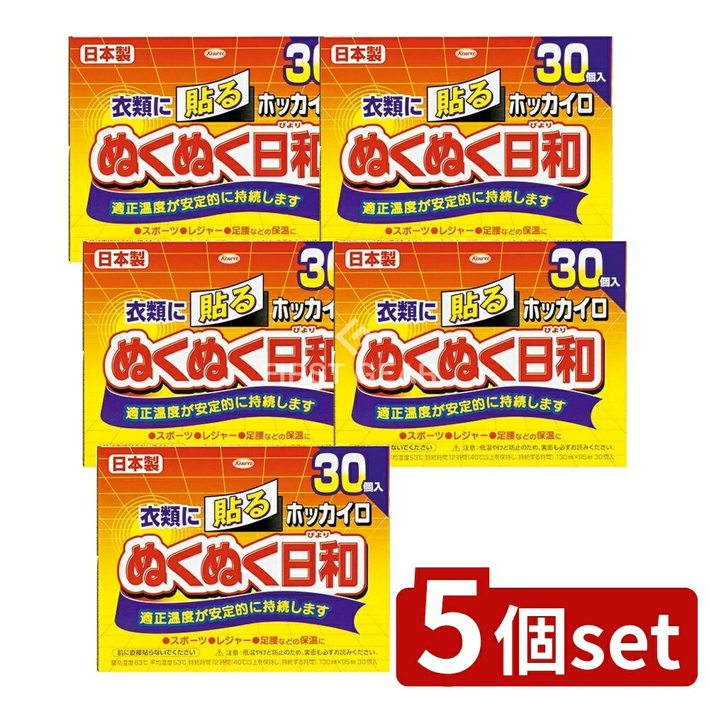＼レビュー特典有／【5個セット】 興和 ホッカイロ ぬくぬく日和 貼るレギュラー [単品内容量/30個] | 興和 ホッカイロ 貼るカイロ ぬくぬく日和 暖房グッズ 体温調整 防寒グッズ ホッカイロ レギュラー 使い捨てカイロ 貼るタイプ カイロ ほかほかカイロ