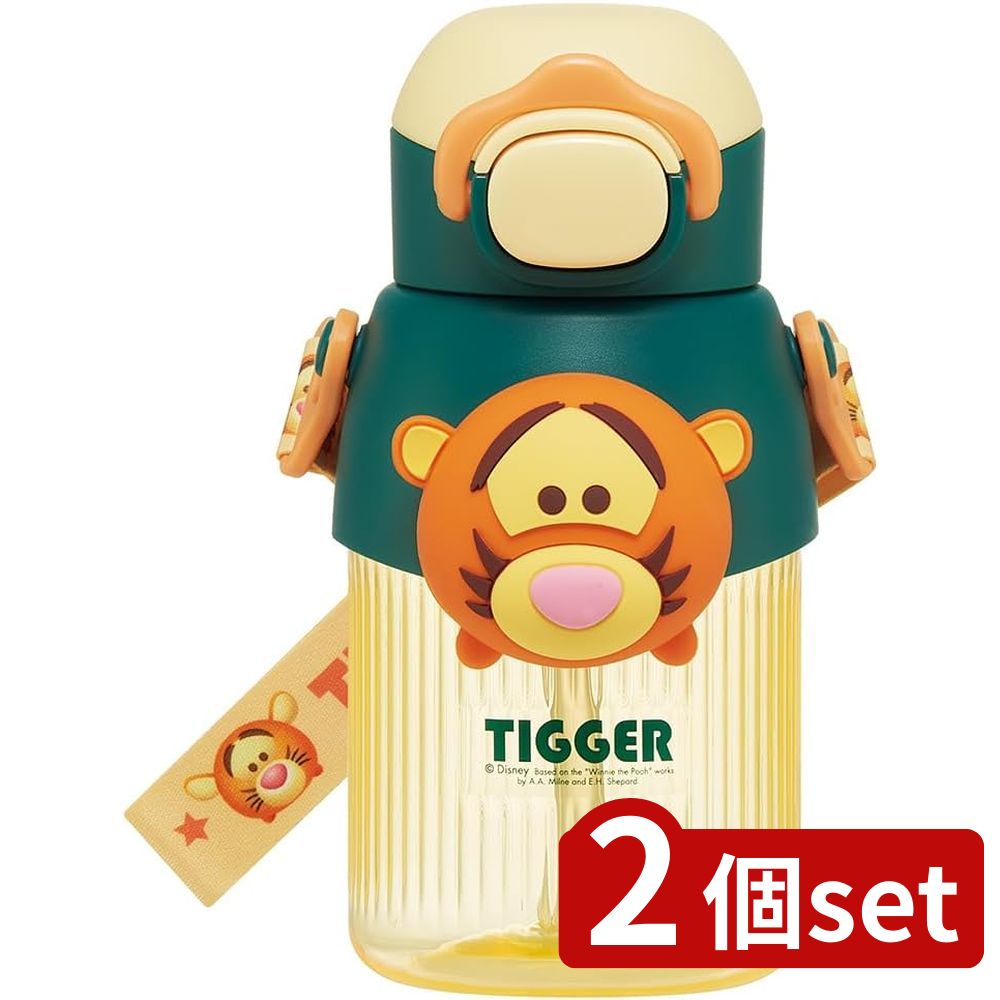 2個set スケーター PMSHP6マスコットストローボトル ティガー | 水筒 ストローボトル ティガー 子供 キッズ ディズニー ストロー マスコット ボトル 立体 子ども 男の子 女の子 小学生 おしゃれ ツムツム 飲みやすい シリコーン 飽和ポリエステル キャップロック