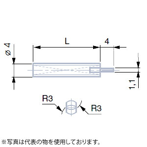 TESA(テサ)　No.02660072　楕円形2×R3 ピン付測定子 同軸型 超硬 L60mm　MEASURING INSERT VHC 60
