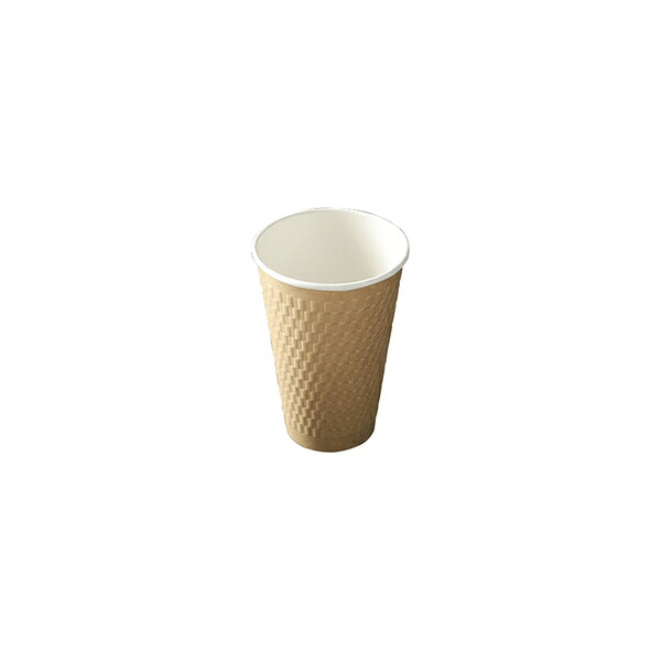 KPプラテック 二重紙コップ(エンボス) KMW-470 No.54518 ナチュラル 1000個入 ホット用 飲料用ドリンクカップ [法人限定]