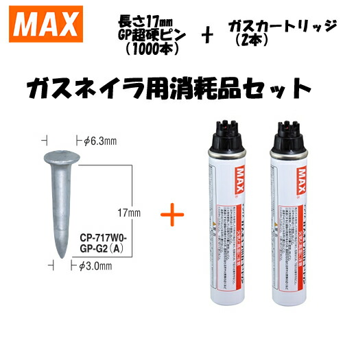 MAX(マックス) ガスネイラ用消耗品セット GP超硬ピン 長さ17mm(1000本入) CP-717W0-GP-G2(A)(CP92097)|セミプロDIY店ファースト