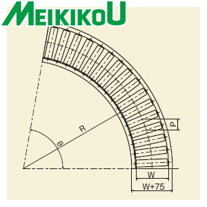 【楽天市場】メイキコウ φ48.6スチール製ローラコンベヤ 中荷重用 90°カーブ FMK48R-TC-W200-P75-R900-A90