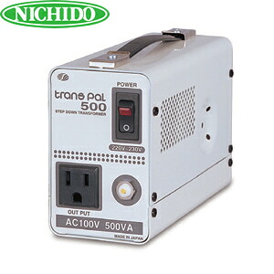 日動工業(スワロー電機製)　海外用トランス　PAL-500EP　(AC220V～230V⇒AC100V)　容量：500VA　入力：丸ピンC2 19,250円