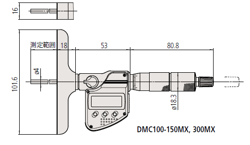 ミツトヨ(Mitutoyo) DMC100-300MX(329-251-30) デジマチック替ロッド形