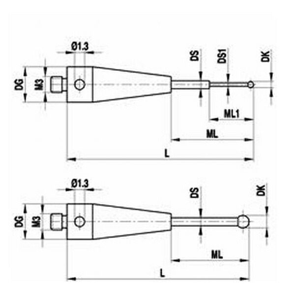 レニショー A-5555-0273 ストレートスタイラス M3 O0.3mm ルビー球 超硬軸 - 長さ 22mm ML1/ML 2.3/9.0mm ツァイスアプリケーション用[法人限定]