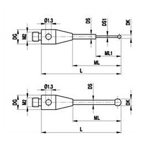 レニショー A-5555-0313 ストレートスタイラス M2 O4mm ルビー球 超硬軸 - 長さ 22mm ML 16mm ツァイスアプリケーション用[法人限定]