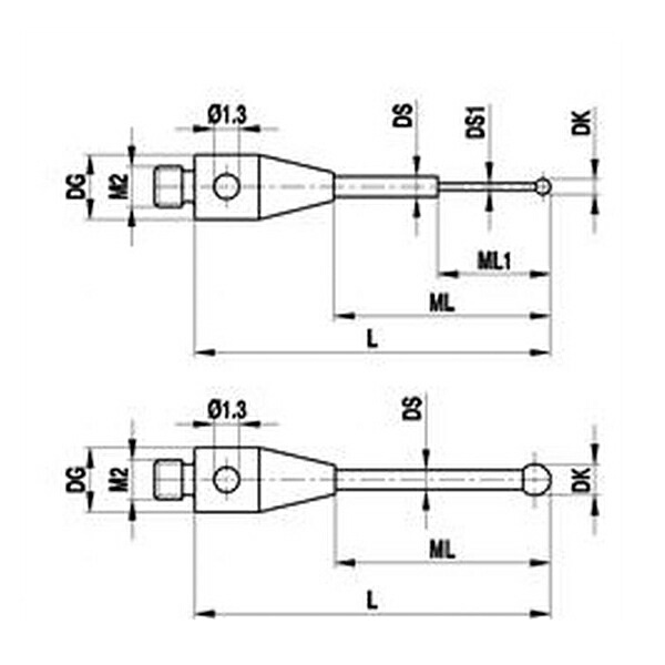 レニショー A-5555-9162 ストレートスタイラス M2 O0.8mm ルビー球 超硬軸 - 長さ 18.3mm ML1/ML 4.8/13.8mm ツァイスアプリケーション用[法人限定]