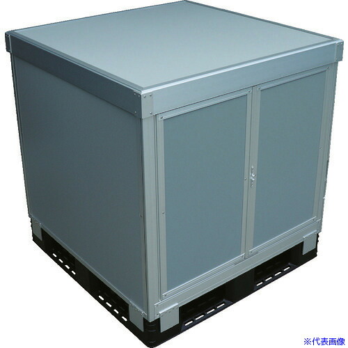 ■TRUSCO パレットボックス スタックカーゴ1面観音扉・3面パネルタイプ 1100&times;1100&times;H700 SCP3T11170(1161913)[法人限定][直送元]｜セミプロＤＩＹ店ファースト