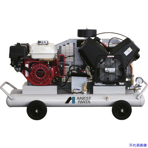 ■アネスト岩田 レシプロコンプレッサー(給油式) 軽便形コンプレッサ 3.7KW エンジン駆動 PLUE37C10(1165134)[法人限定][直送元] 456,500円