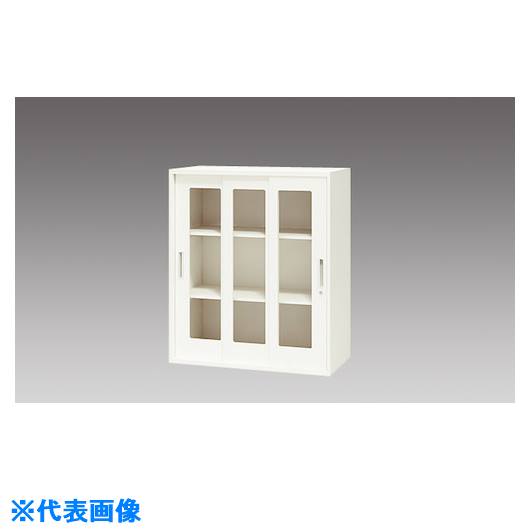 ■NAIKI 収納庫 CW型 ガラス引違い書庫(3枚扉) W899&times;D450&times;H1050 CW0911HG3WW(1183409)[送料別途お見積り][法人限定][外直送]｜セミプロＤＩＹ店ファースト 53,988円