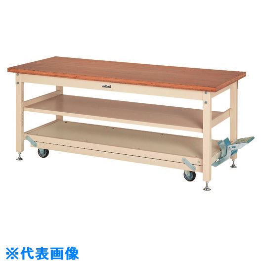 ■ヤマテック 重量作業台 ワークテーブル ペダル移動タイプ 中間棚付 ニス仕上げ積層天板 W1200&times;D750&times;H922mm ヤマテックアイボリー SXNP1275S2NI(1202638)[法人限定][外直送元]｜セミプロＤＩＹ店ファースト