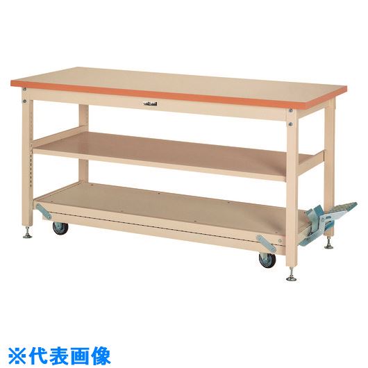 ■ヤマテック 重量作業台 ワークテーブル ペダル移動タイプ 中間棚付 メラミン天板 W1800&times;D750&times;H922mm ヤマテックアイボリー SXMPH1875S2II(1202651)[法人限定][外直送元]｜セミプロＤＩＹ店ファースト