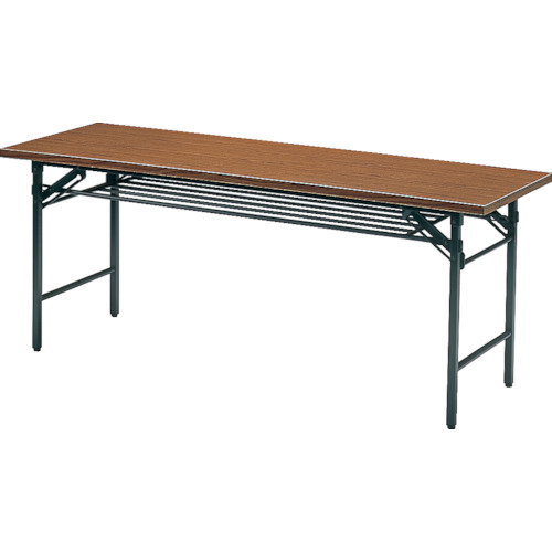 ■TRUSCO 会議用テーブル棚付折り畳み式 1500×450×700 チーク チーク TS1545(T)(1259023)[送料別途お見積り][法人限定][直送]