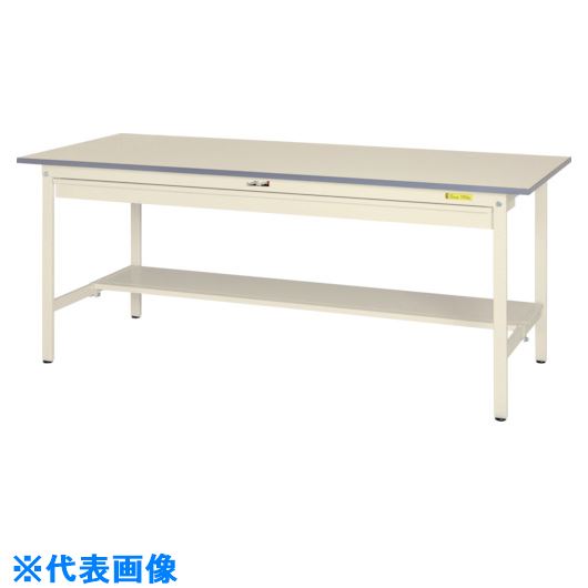 ■ヤマテック 軽量作業台 ワークテーブル150シリーズ 固定式 ワイド引出し・半面棚板付 W1500&times;D900&times;H740mm シルキーホワイト SUP1590WTWW(1290703)[法人限定][外直送元]｜セミプロＤＩＹ店ファースト
