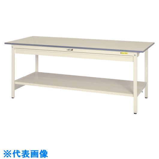 ■ヤマテック 軽量作業台 ワークテーブル150シリーズ 固定式 ワイド引出し・全面棚板付 W1500×D900×H740mm シルキーホワイト色 SUP1590WTTWW(1290726)[法人限定][外直送元]