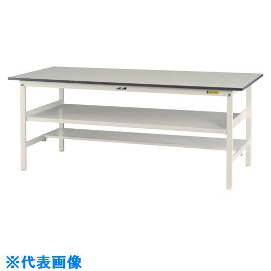 ■ヤマテック 軽量作業台 ワークテーブル150シリーズ 固定式 中間棚・半面棚板付 1500×D900×H740mm シルキーホワイト色 SUP1590TFWW(1290790)[法人限定][外直送元]