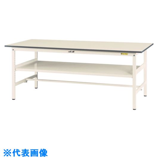 ■ヤマテック 軽量作業台 ワークテーブル150シリーズ 固定式 中間棚板付 W1500×D900×H740mm シルキーホワイト色 SUP1590FWW(1292280)[法人限定][外直送元]