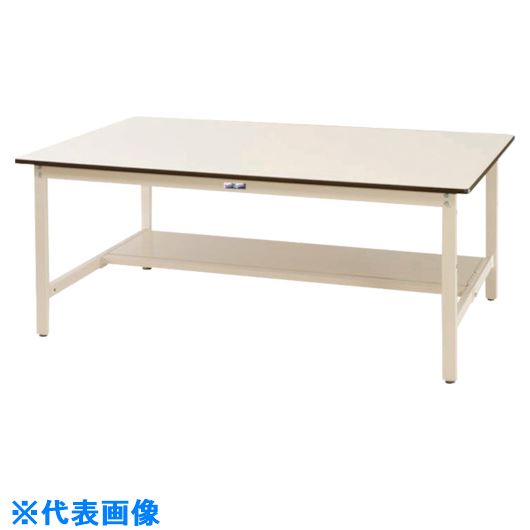 ■ヤマテック 軽量作業台 ワークテーブル ワイドタイプ 固定式 半面棚板付 W1800&times;D1200&times;H740mm SWPW1812TII(1329136)[法人限定][外直送元]｜セミプロＤＩＹ店ファースト