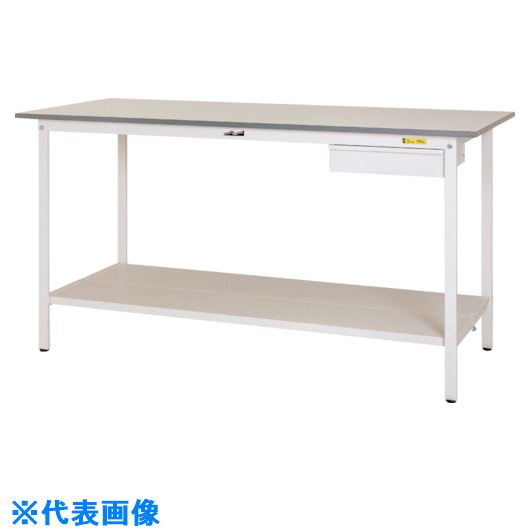 ■ヤマテック 軽量作業台 ワークテーブル150シリーズ 固定式 キャビネット 全面棚板付 W900×750×950mm シルキーホワイト SUPH975UTTWW(1329173)[法人限定][外直送元]