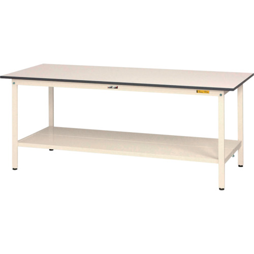 ■ヤマテック 軽量作業台 ワークテーブル150シリーズ 固定式 全面棚付 低圧メラミン天板 W1500×D900×H740mm シルキーホワイト SUP1590TTWW(1335599)[法人限定][直送元]