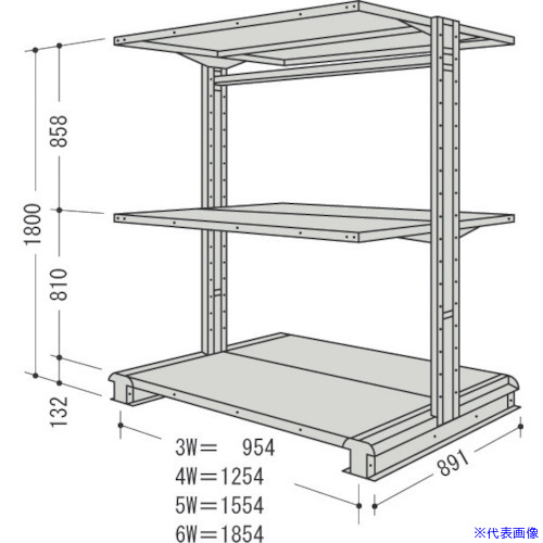 ■NF キャンチラック複式1連W1554D891H1800F3 CR65SW3(1352335)[送料別途お見積り][法人限定][外直送]｜セミプロＤＩＹ店ファースト