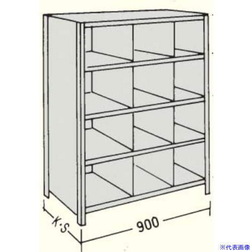 ■NF 縦仕切付軽量物品棚W900D450H1200F5 LA43S35(1352382)[送料別途お見積り][法人限定][外直送]
