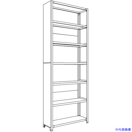 ■NF 背板・側板付軽量物品棚W900D300H2400F7 LA83K27(1353865)[送料別途お見積り][法人限定][外直送]