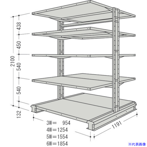 ■NF キャンチラック複式1連W1554D1191H2100F5 CR75LW5(1353890)[送料別途お見積り][法人限定][外直送]｜セミプロＤＩＹ店ファースト