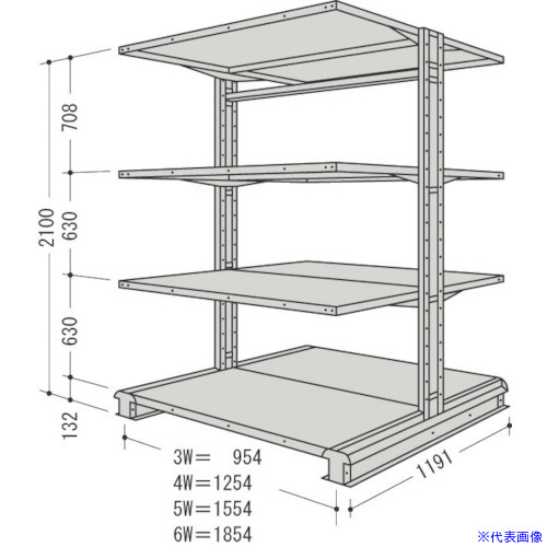 ■NF キャンチラック複式1連W1554D1191H2100F4 CR75LW4(1353921)[送料別途お見積り][法人限定][外直送]｜セミプロＤＩＹ店ファースト