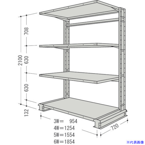 ■NF キャンチラック単式増結1連W954D720H2100F4 CR73LS4B(1353933)[送料別途お見積り][法人限定][外直送]