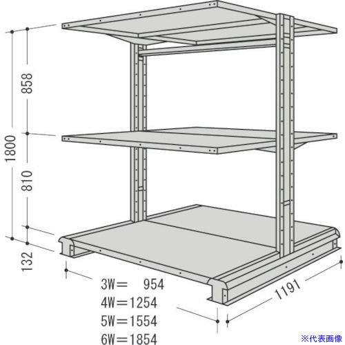 ■NF キャンチラック複式1連W1254D1191H1800F3 CR64LW3(1355530)[送料別途お見積り][法人限定][外直送]｜セミプロＤＩＹ店ファースト
