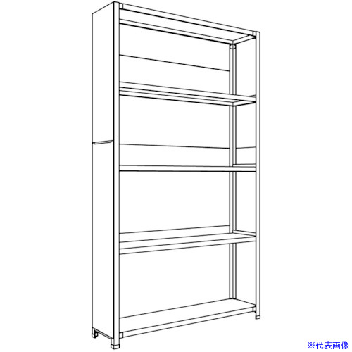 ■NF 背板・側板付軽量物品棚W1200D300H2100F5 LA74K25(1357084)[送料別途お見積り][法人限定][外直送]