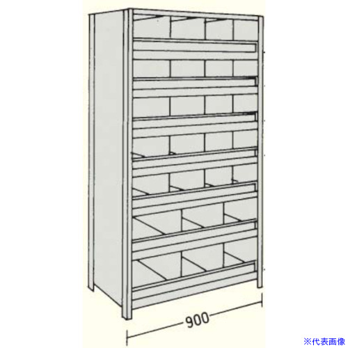 ■NF 縦仕切・前当り付軽量物品棚W900D450H1800F8 LA63S58B(1358615)[送料別途お見積り][法人限定][外直送]