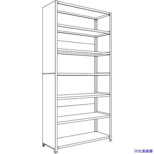 ■NF 背板・側板付軽量物品棚W1200D450H2400F7 LA84S27(1358681)[送料別途お見積り][法人限定][外直送]