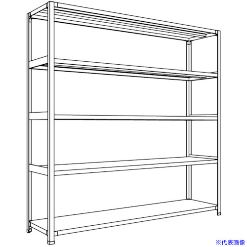 ■NF 軽量開放棚 中棚ボルトレスタイプW1800D450H1800F5 LA66S15(1360196)[送料別途お見積り][法人限定][外直送]